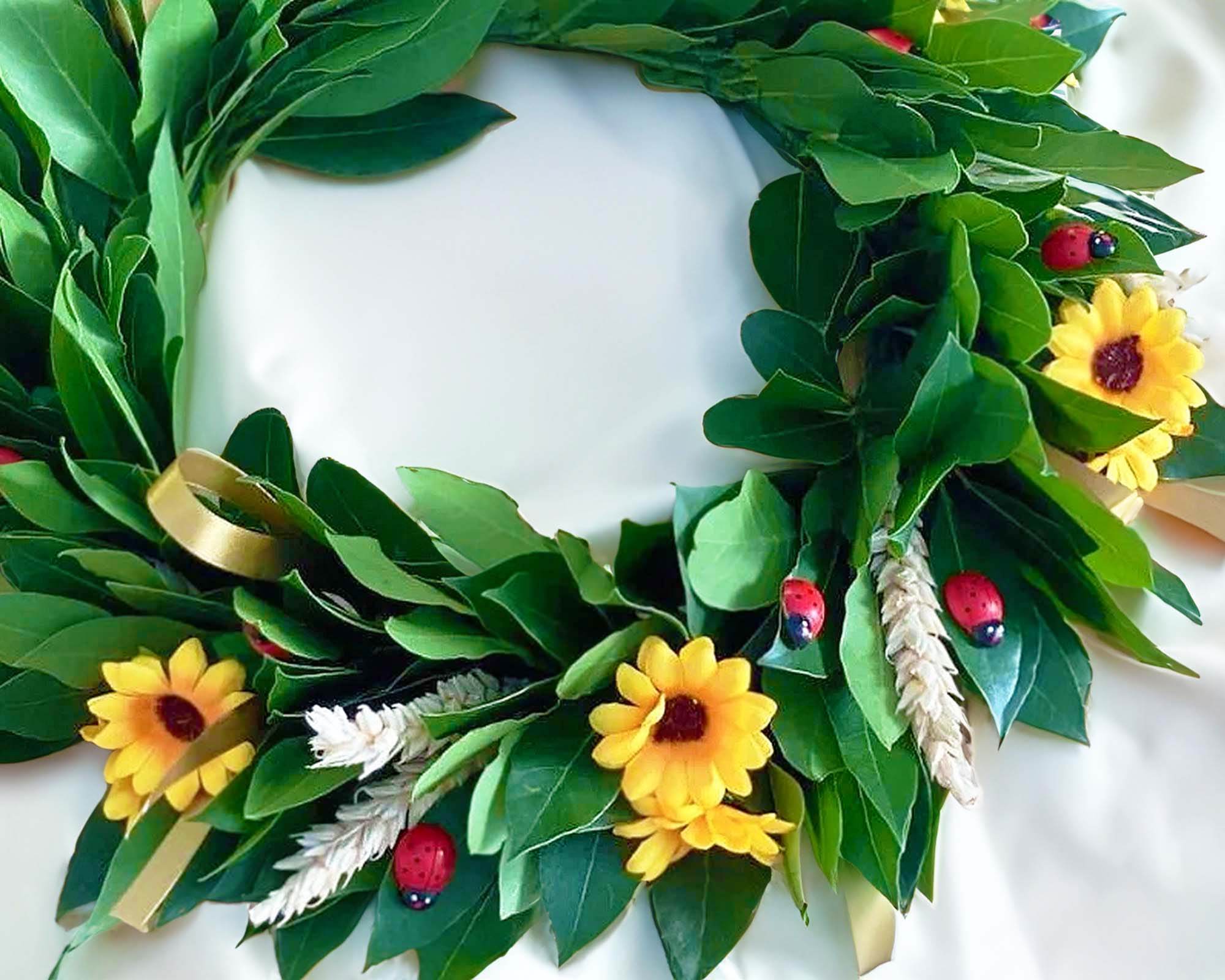 Corona di Alloro per Laurea con Girasoli, Spighe e Coccinelle - immagine 2