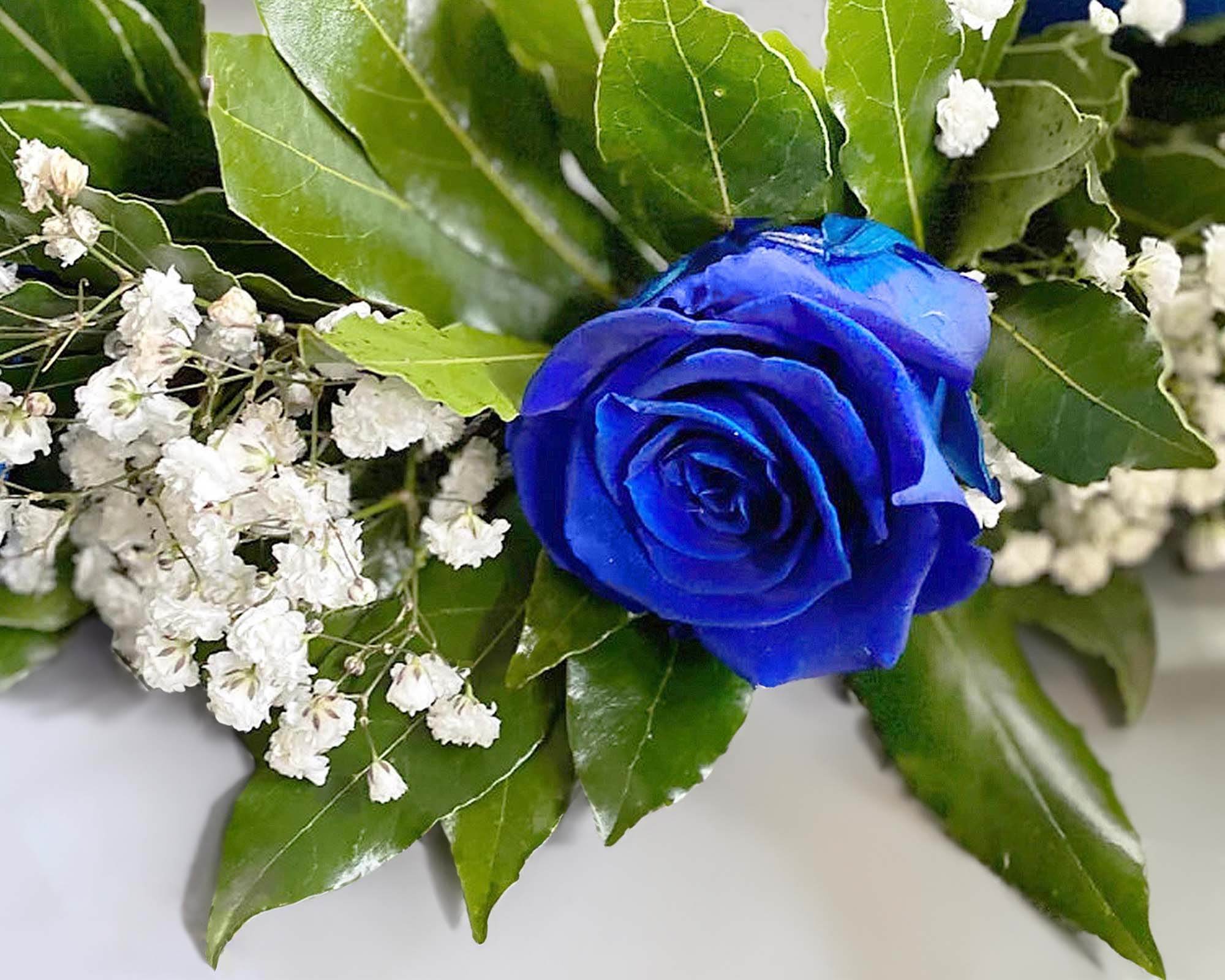 Corona di Alloro per Laurea con Roselline Blu - immagine 2