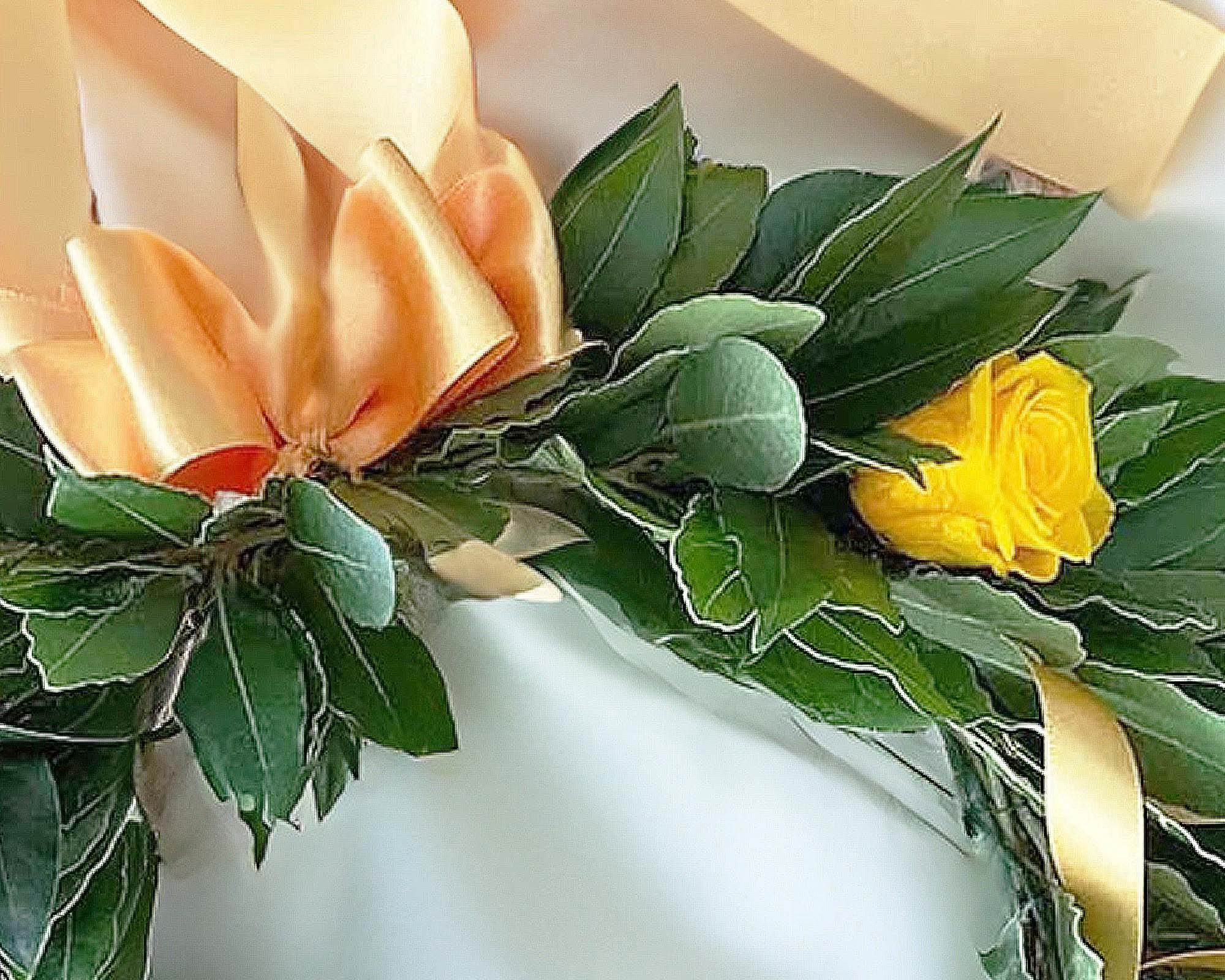 Corona di Alloro per Laurea con Roselline Gialle - immagine 2