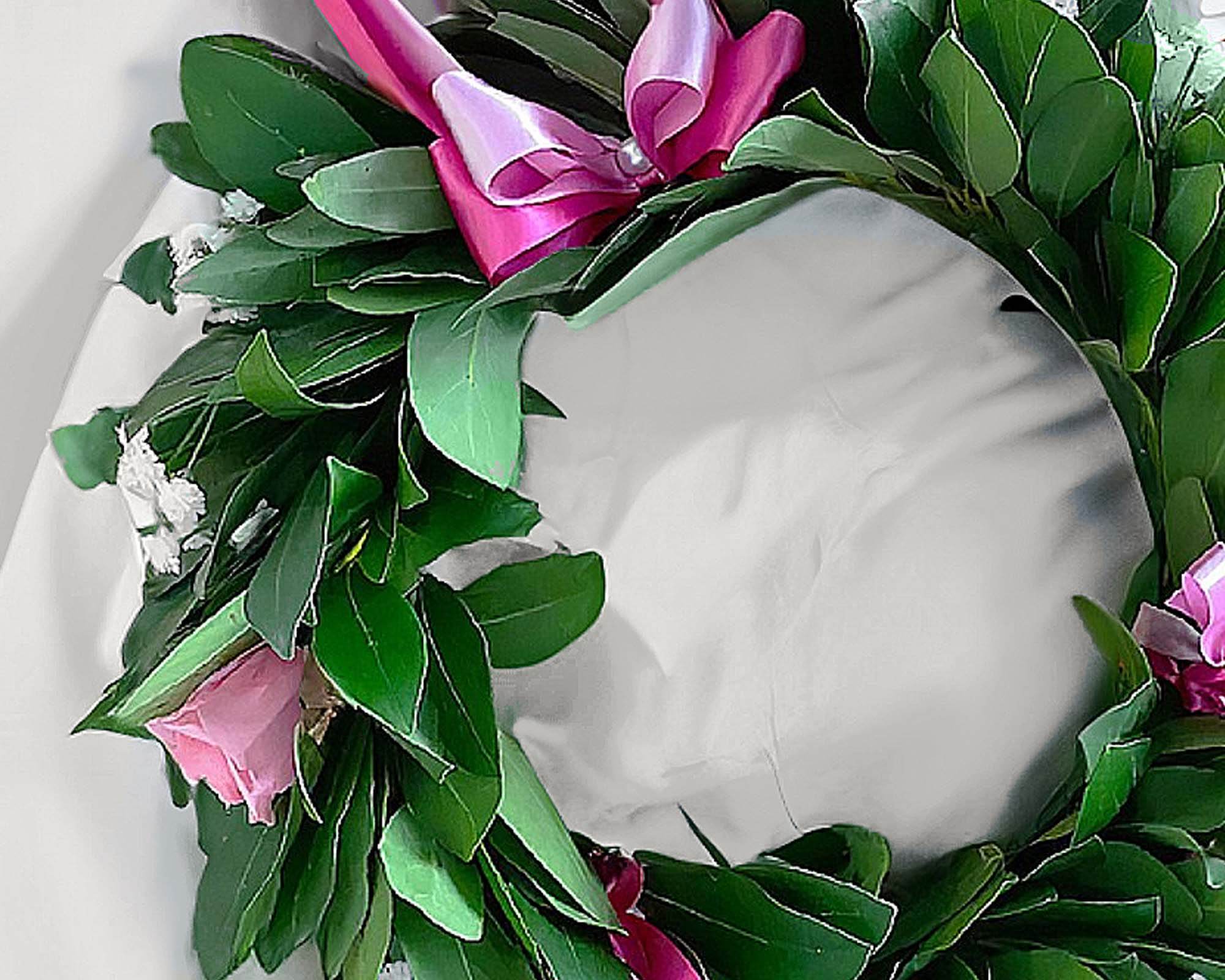 Corona di Alloro per Laurea con Roselline Rosa e Gipsofila - immagine 2