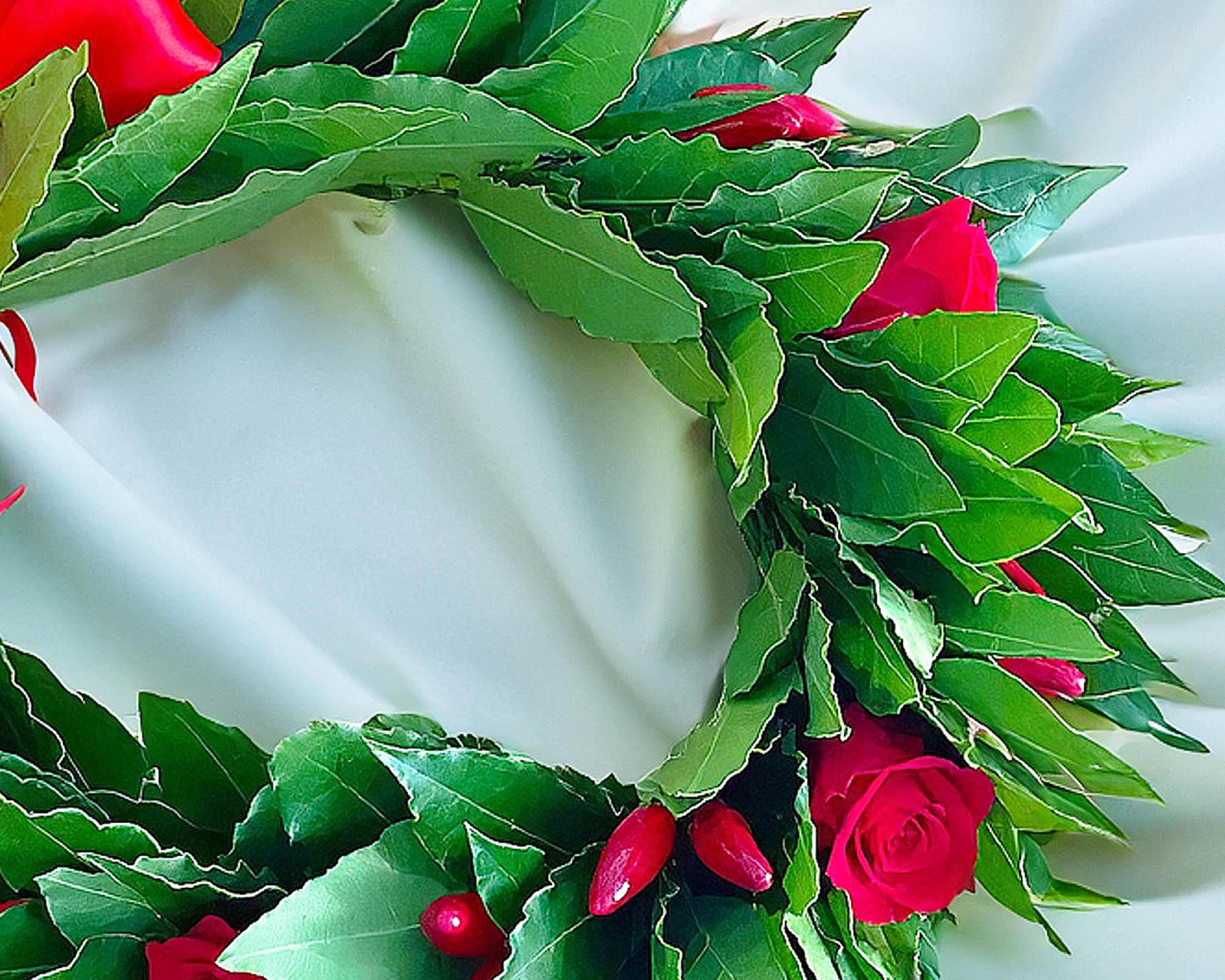 Corona di Alloro per Laurea con Roselline Rosse e Peperoncino - immagine 2