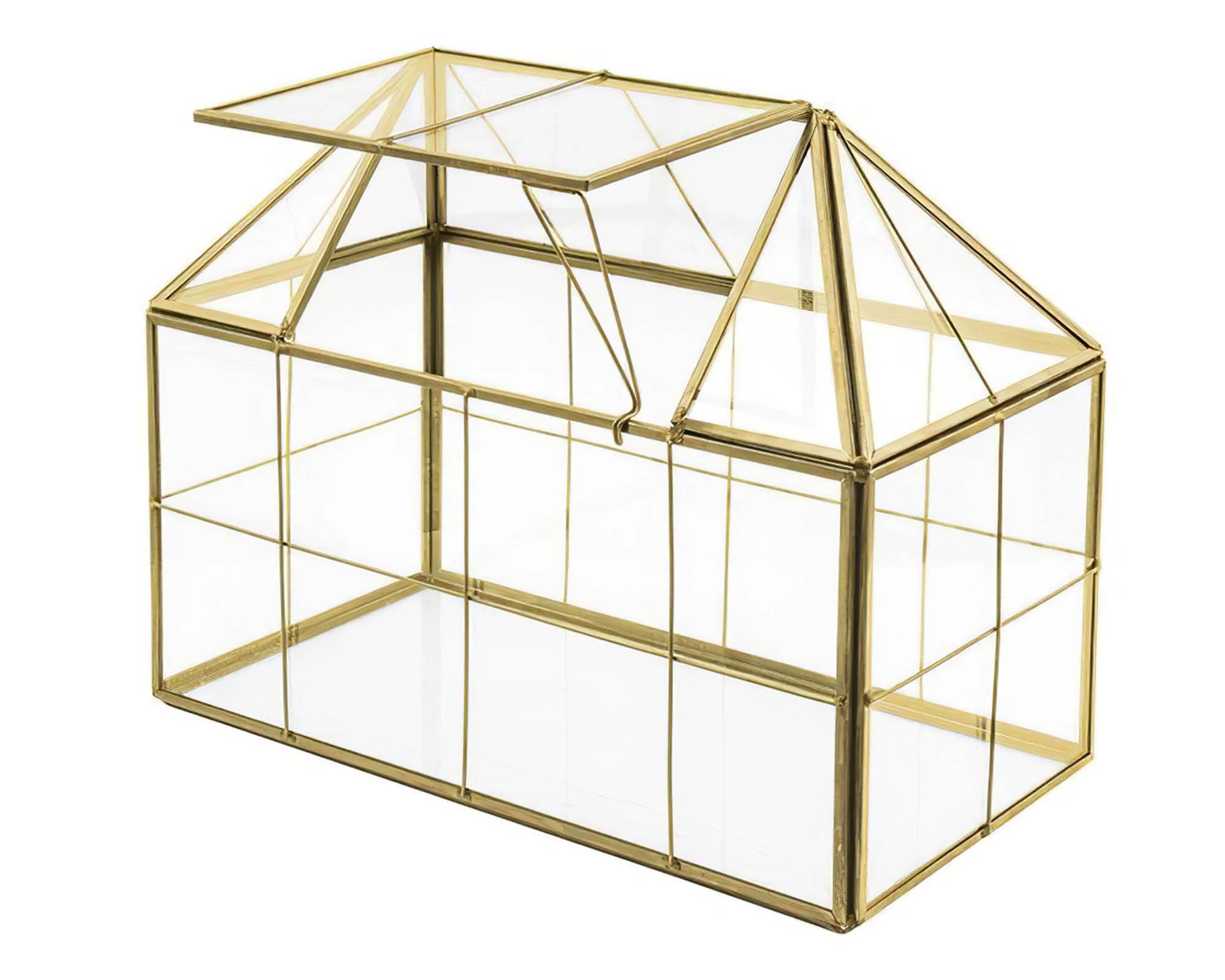 Terrario Portapianta Moderno e Resistente in Vetro e Metallo 24x13x20h