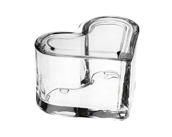 Scatola Cuore con Coperchio Dolce e Pratica in Vetro 9×7,5x6h