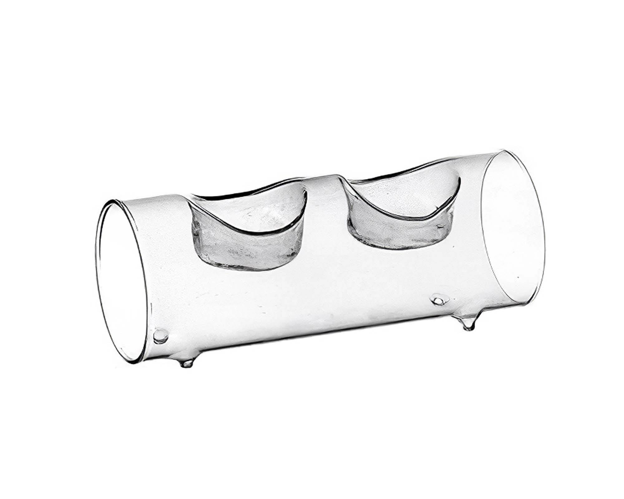 Porta Candele 2 Fuochi Moderno e Accogliente in Vetro D18 6,5H