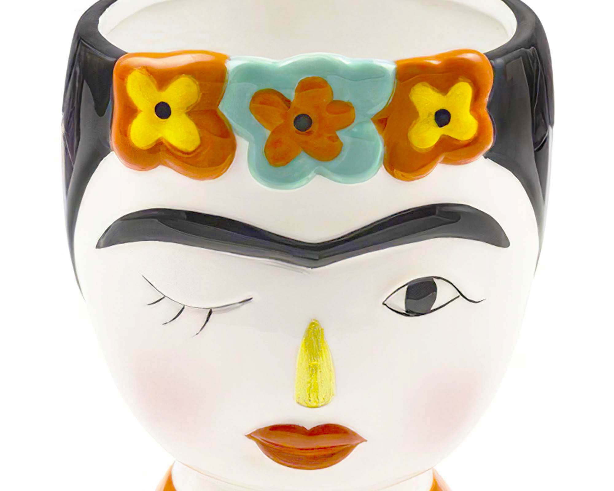 Vaso Bowl Donna Ispirata a Frida Kahlo in Ceramica 12x12x18h cm - immagine 2