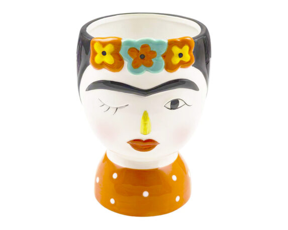 Vaso Bowl Donna Ispirata A Frida Kahlo In Ceramica 12x12x18h Cm