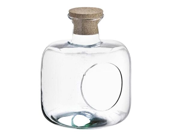 Bottiglia in Vetro con Buco e Tappo di Suchero H23 D19