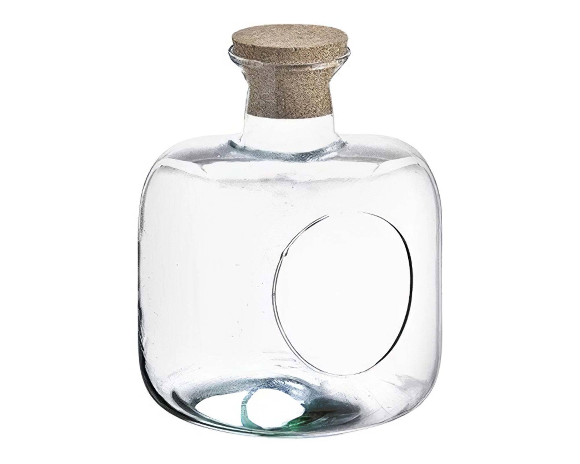 Bottiglia in Vetro con Buco e Tappo di Suchero H23 D19