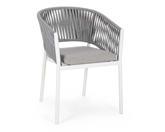 Sedia Con Braccioli Con Cuscini Florencia Bianco In Alluminio E Poliestere – Bizzotto
