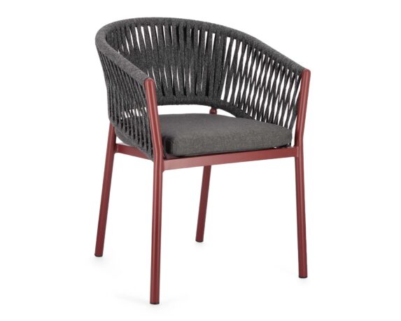 Sedia Con Braccioli Con Cuscini Florencia Rosso In Alluminio E Poliestere – Bizzotto