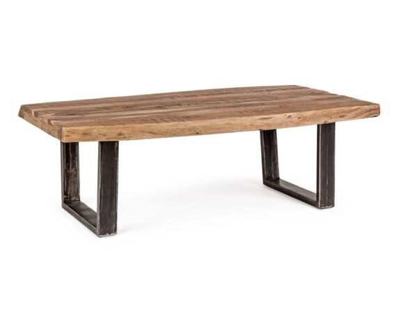Tavolino Elmer 120×70 In Legno Di Acacia E Acciaio – Bizzotto