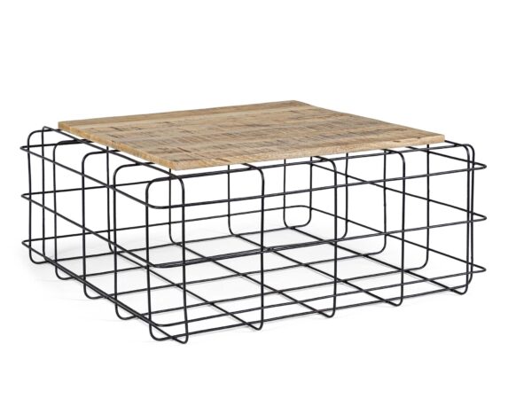 Tavolino Trellis Quadrato 80×80 In Legno Di Mango E Acciaio – Bizzotto