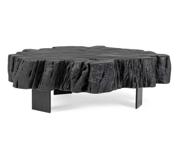 Tavolino Keval Nero 90×90 In Legno Di Acacia E Acciaio – Bizzotto
