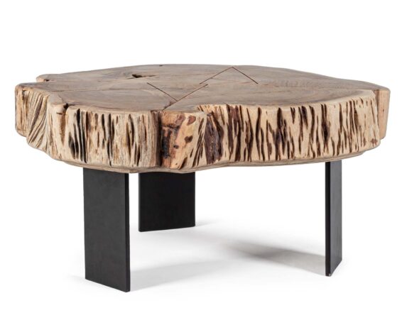 Tavolino Keval Natural 70×65 In Legno Di Acacia E Acciaio – Bizzotto