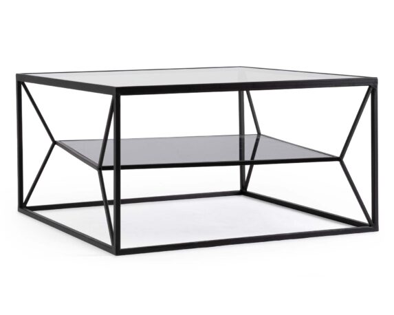 Tavolino Hydra 70×70 In Acciaio E Vetro – Bizzotto
