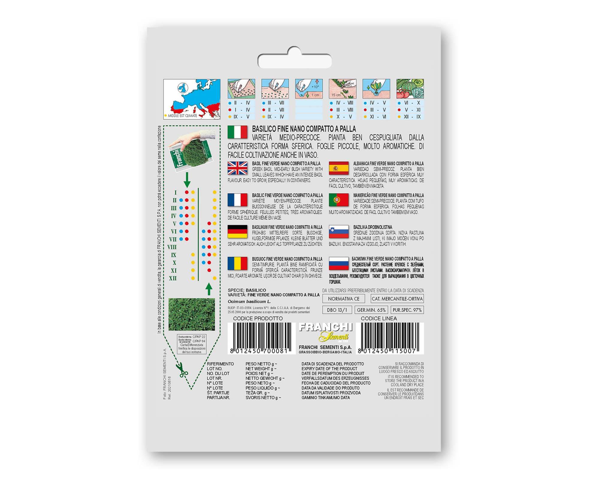 Semi di Basilico Fine Nano Compatto a Palla - Franchi sementi - immagine 2