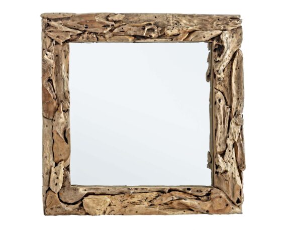 Specchio Con Cornice Raven 90×90 In Radici Di Teak E Vetro – Bizzotto