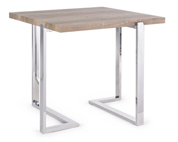 Tavolino Ismael Quadrato 60×60 In Acciaio E MDF – Bizzotto