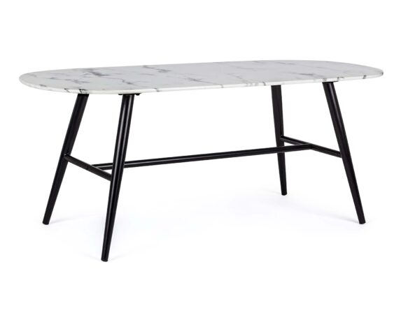 Tavolino Ovale Marble 110×50 In Acciaio E Vetro – Bizzotto