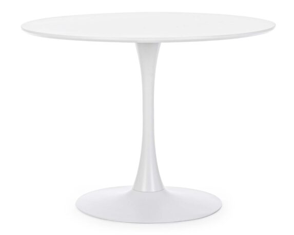 Tavolo Bloom Bianco D100 In Acciaio E MDF – Bizzotto