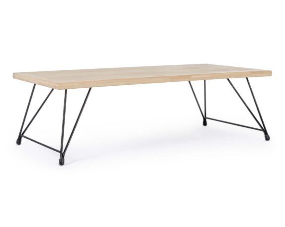 Tavolino District 120×60 In Legno Di Gomma E Acciaio – Bizzotto