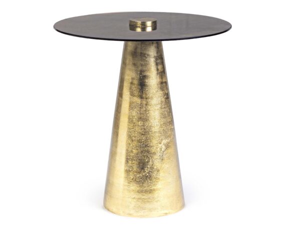 Tavolino Dinpal Brass D45 In Alluminio E Vetro – Bizzotto