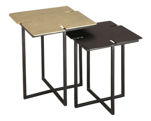 Set 2 Pz Tavolino Nahla Quadrato In Acciaio E Alluminio – Bizzotto