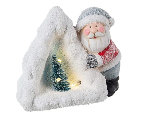 Decorazione Babbo Natale Wintry Pino Con LED In Display 6 In Ceramica – Bizzotto
