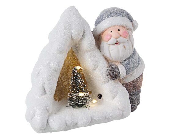 Decorazione Babbo Natale Blizzard Pino Con LED In Display 6 In Ceramica – Bizzotto