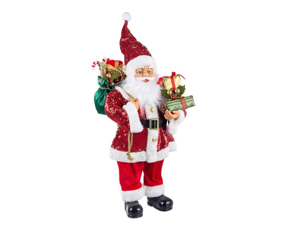 Decorazione Babbo Natale Lustrini Stand Rosso L In Metallo E Tessuto – Bizzotto