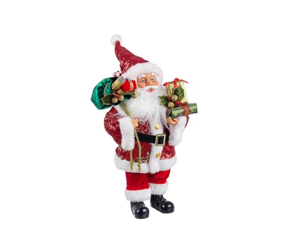 Decorazione Babbo Natale Lustrini Stand Rosso M In Metallo E Tessuto – Bizzotto