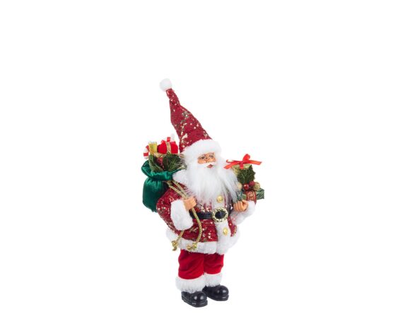 Decorazione Babbo Natale Lustrini Stand Rosso S In Metallo E Tessuto – Bizzotto