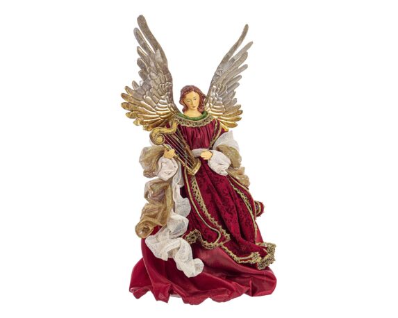 Statua Di Natale Angelo Raphael Stand Color 36h In Resina, Tessuto E Fibra Naturale – Bizzotto