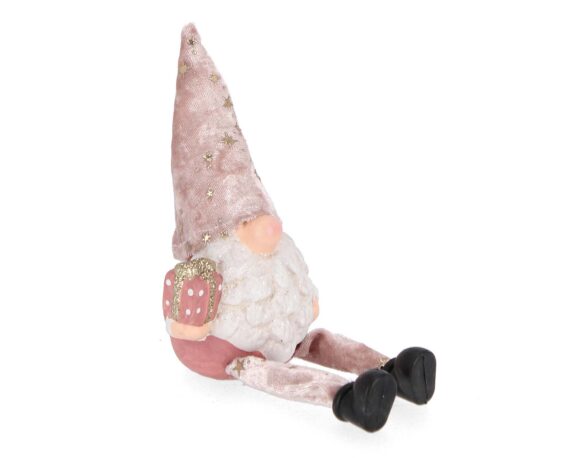 Decorazione Babbo Natale Cheryl Con Gambe Rosa In Ceramica E Poliestere – Bizzotto