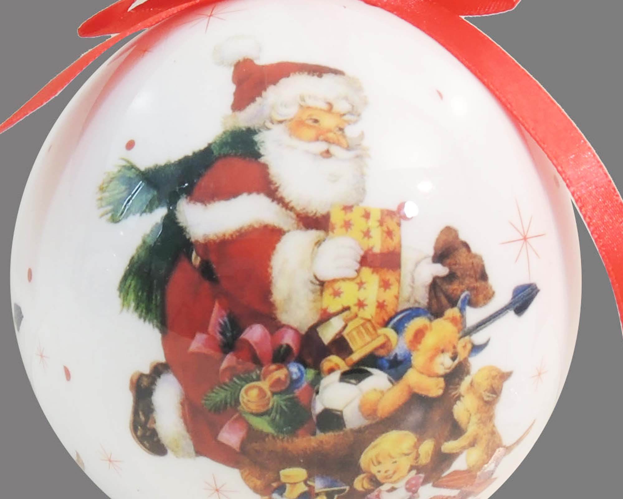 Decorazione di Natale Sfera Babbo Natale Rosso e Bianco D75mm Assortito - immagine 2
