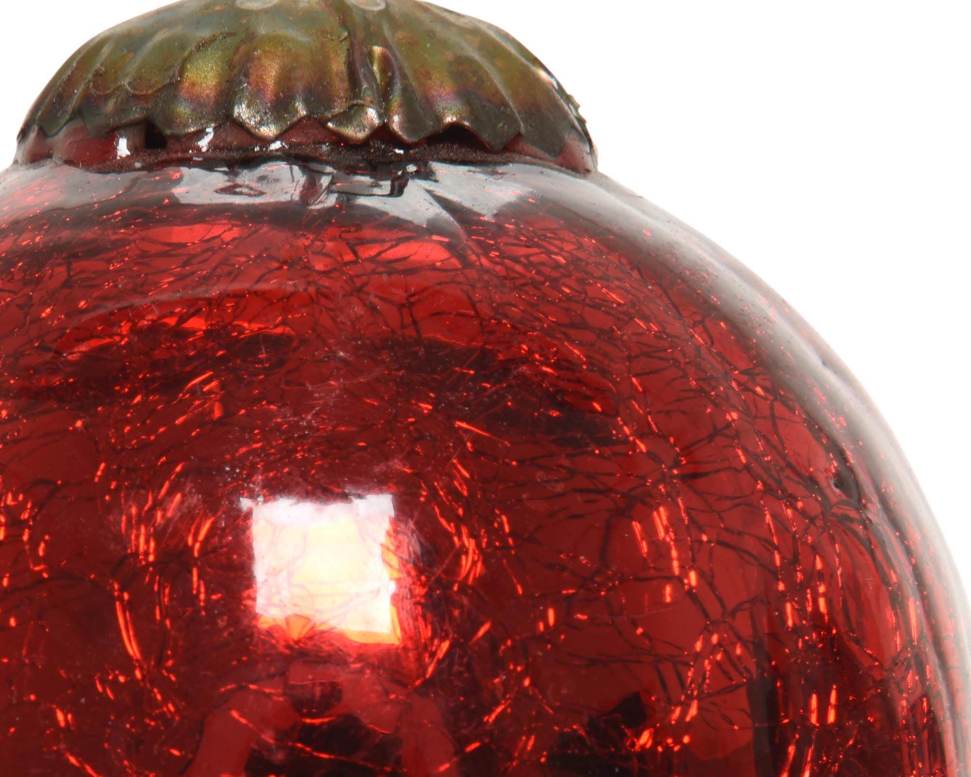 Decorazione Sfera Crakle Rosso D10cm in Vetro - immagine 2