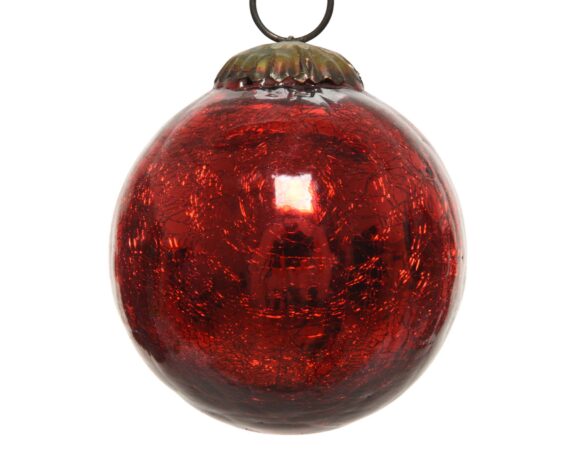 Decorazione Sfera Crakle Rosso D10cm in Vetro