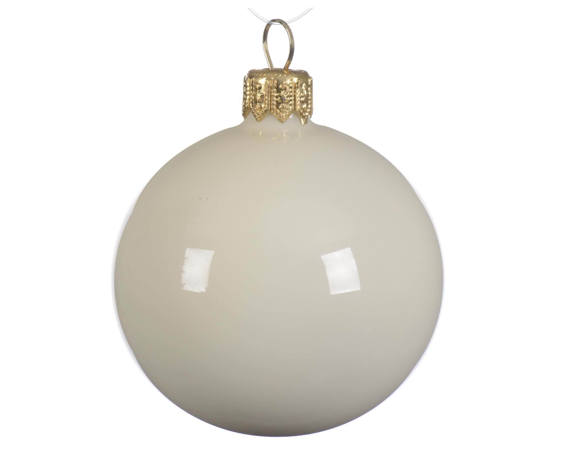 Set 4 Pz Decorazione Sfera Smaltato Bianco D8cm in Vetro