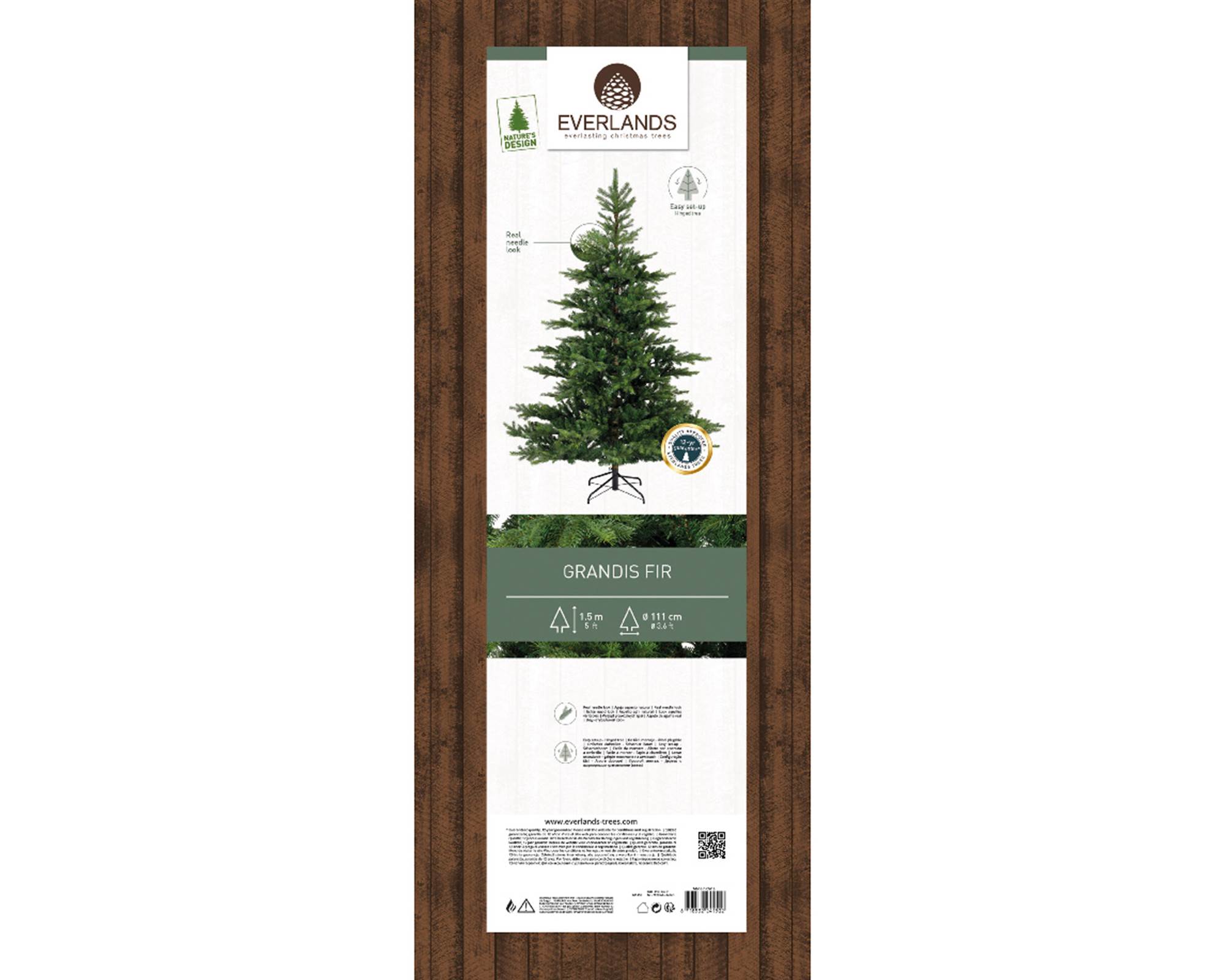 Albero Abete Grandis Sintetico con 1564 Rami D132x180h in Pe e Pvc - immagine 5