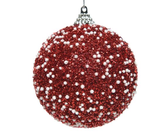 Decorazione Sfera Rosso e Bianco con Pallini D8CM in Schiuma
