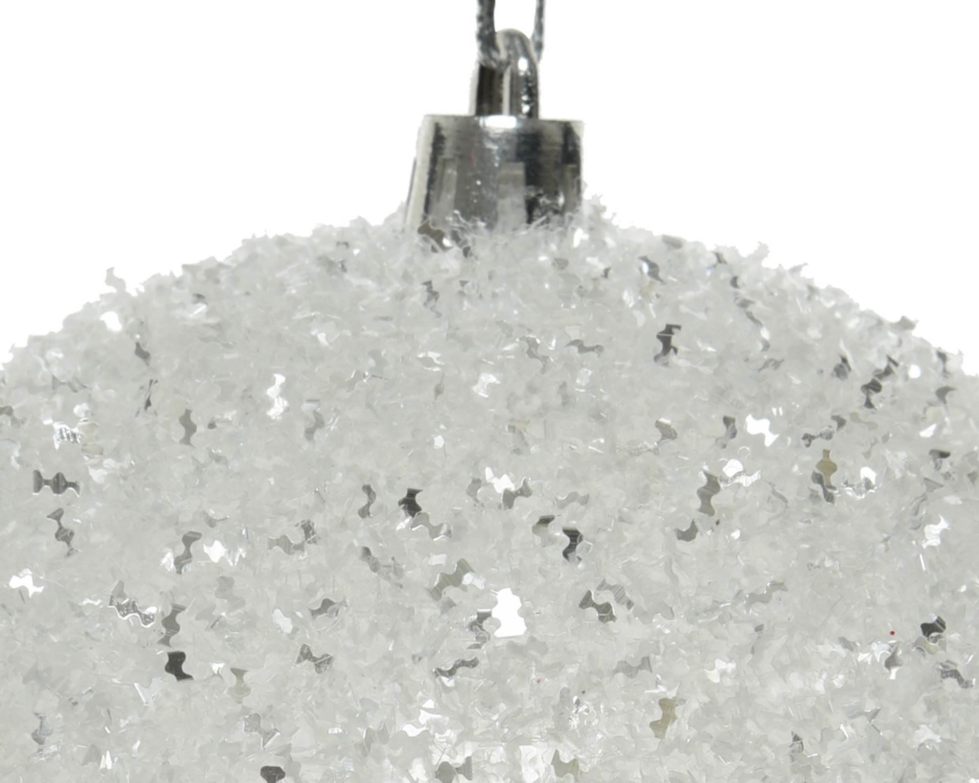 Decorazione Sfera Bianco Effetto Ghiaccio Glitter D10CM - immagine 2