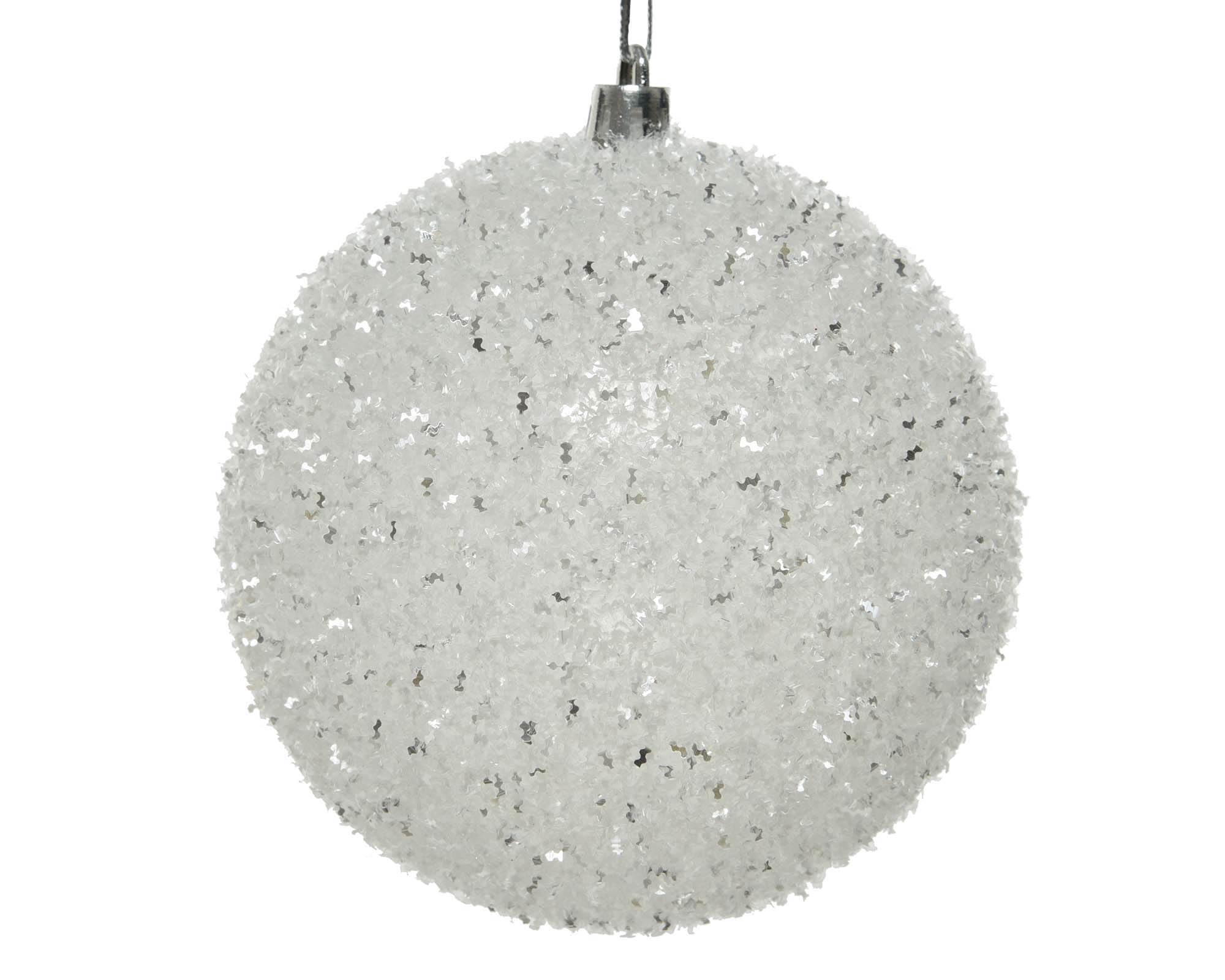 Decorazione Sfera Bianco Effetto Ghiaccio Glitter D10CM