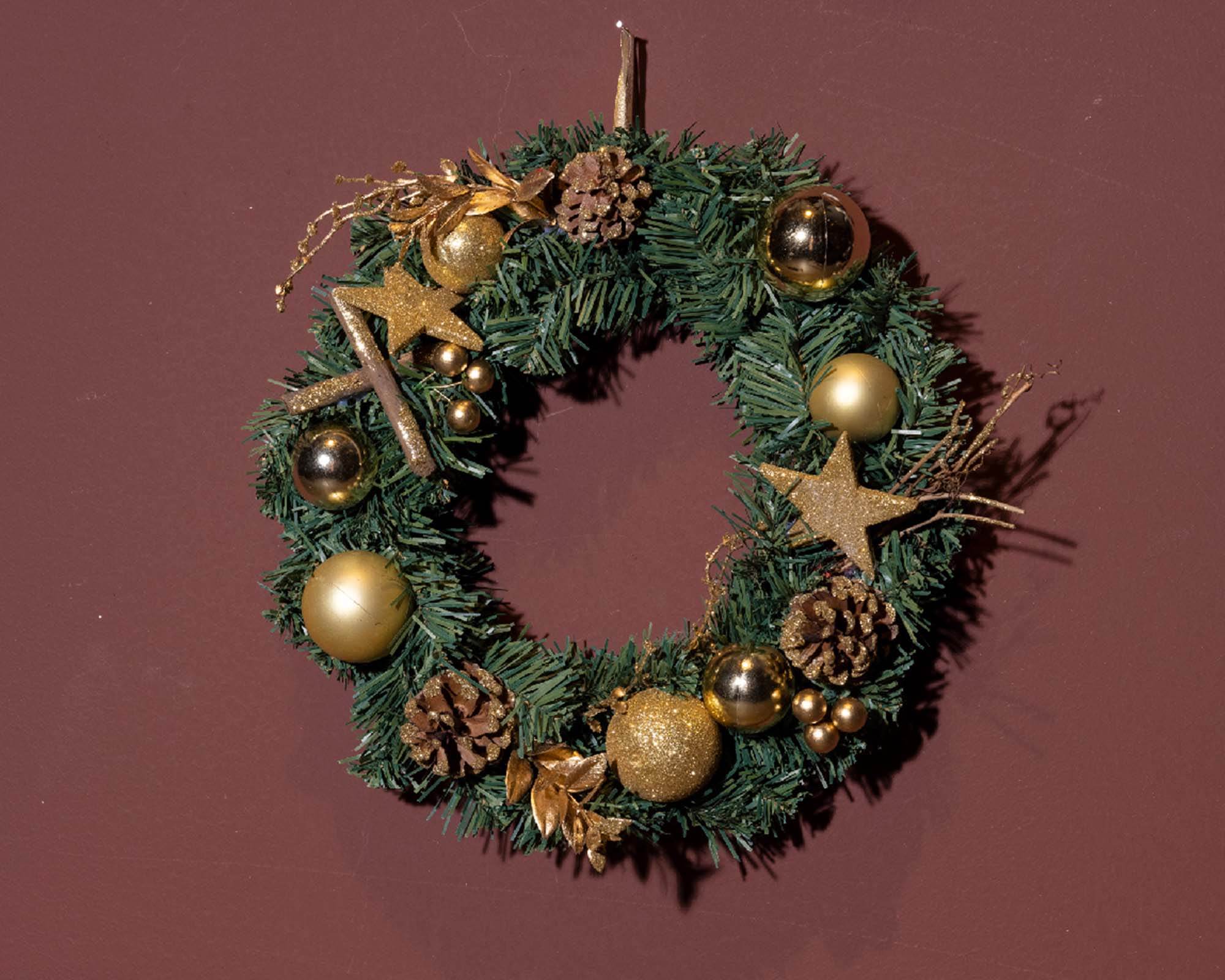 Decorazione Ghirlanda Glitter Oro D30XH8CM in PVC - immagine 4