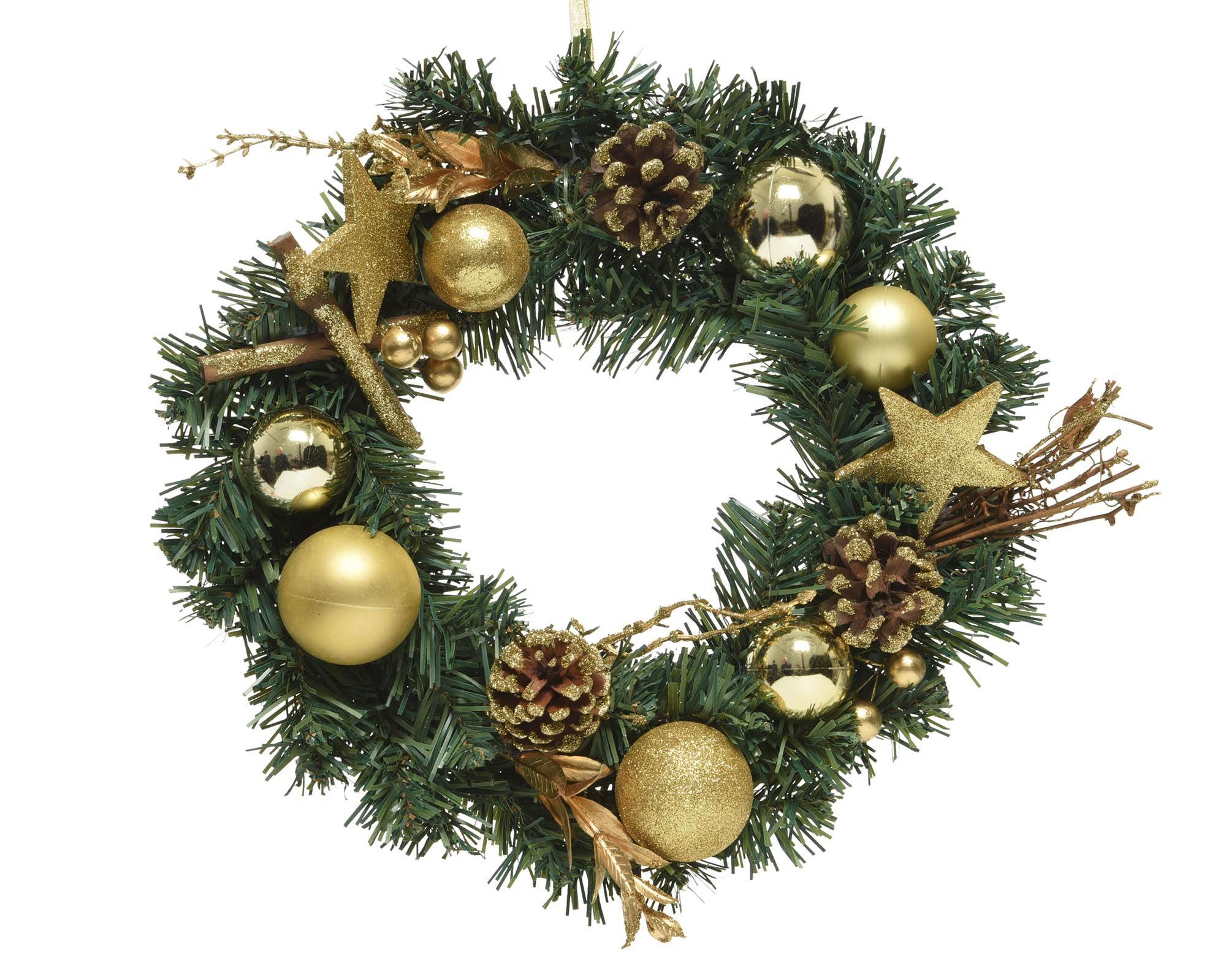 Decorazione Ghirlanda Glitter Oro D30XH8CM in PVC