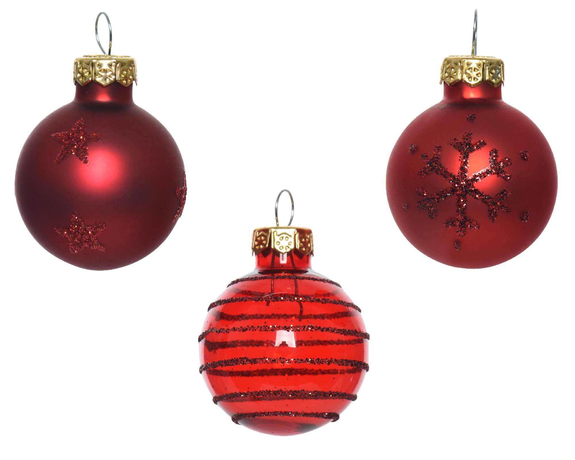 Set 9 Pz Decorazione Sfera Rosso Assortito D3CM in Vetro - immagine 2