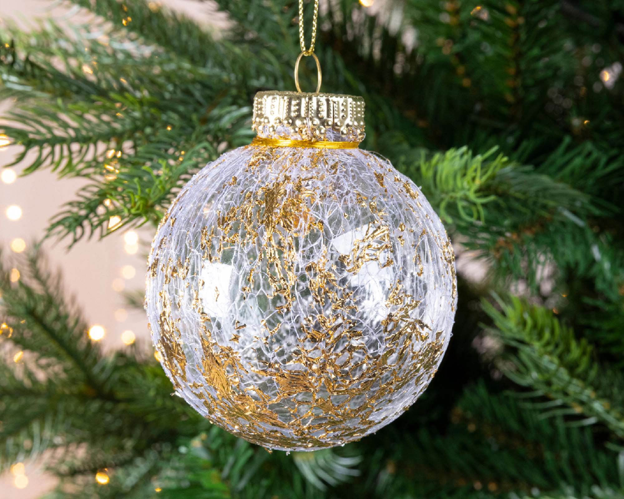 Decorazione Sfera Trasparente con Inserto Oro D8CM - immagine 3