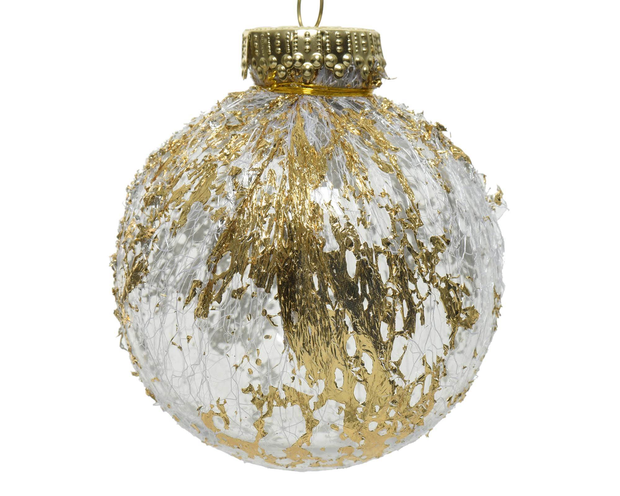 Decorazione Sfera Trasparente con Inserto Oro D8CM