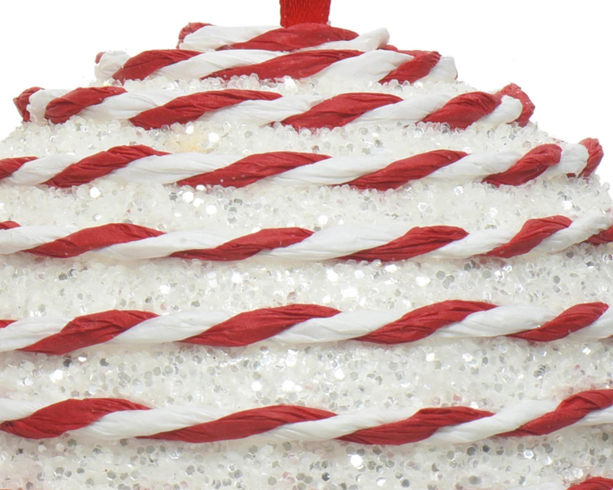 Decorazione Sfera Rosso e Bianco con Glitter Assortito D10CM in Schiuma - immagine 2