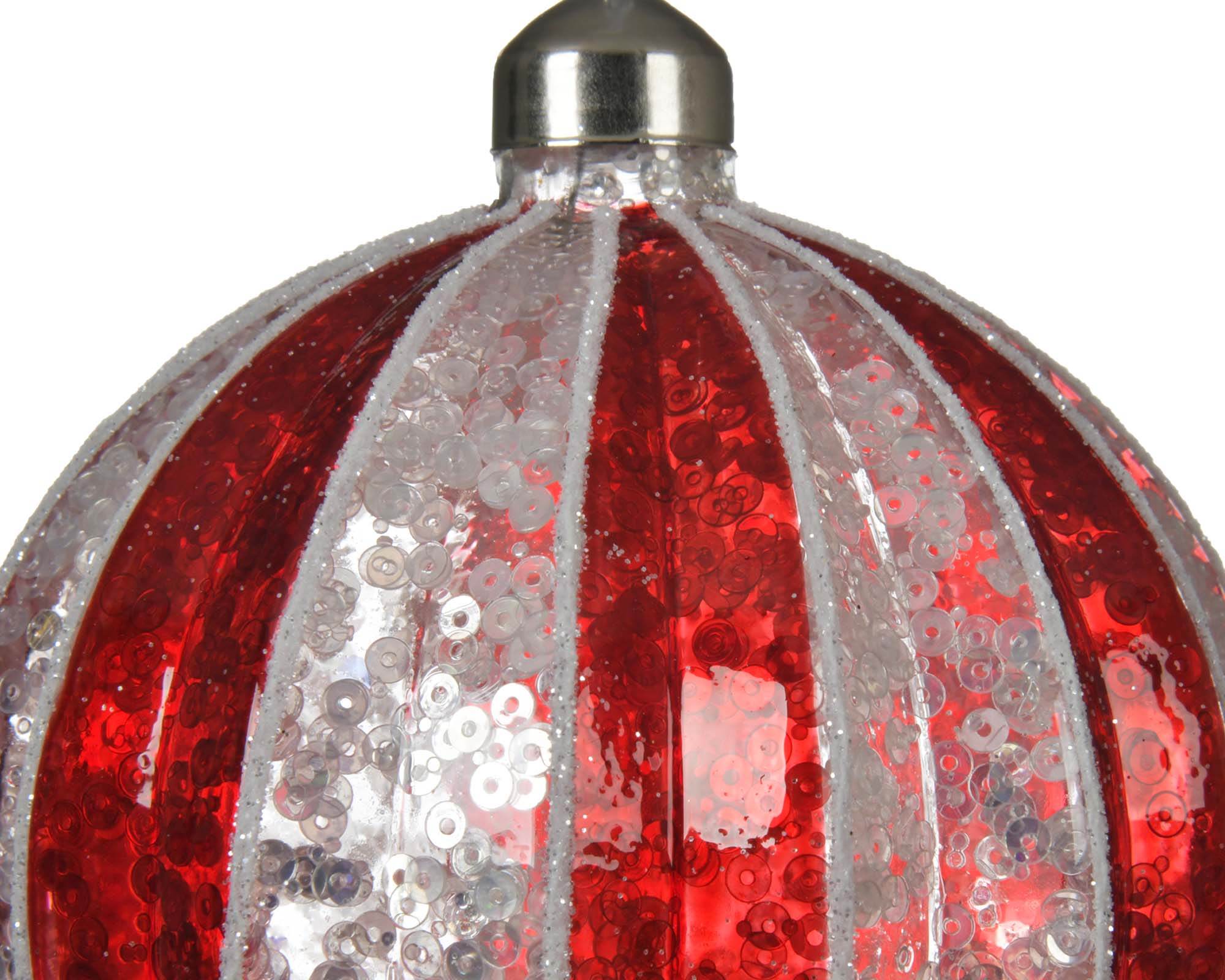 Decorazione Sfera Rosso e Argento Assortito D10cm in Vetro - immagine 2