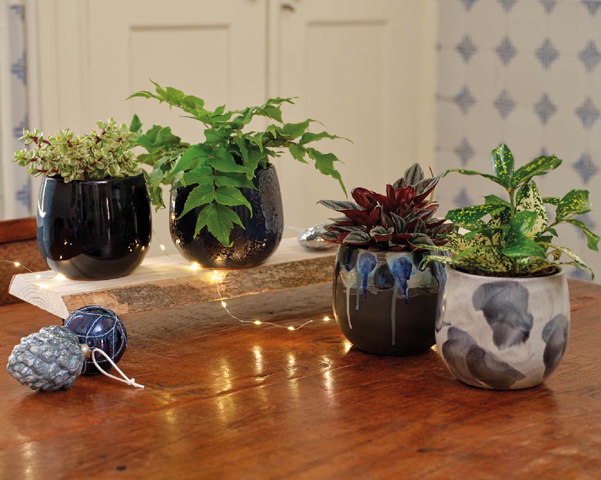 Cachepot Dipinto a Mano Blu Assortito 13h in Terracotta - immagine 3